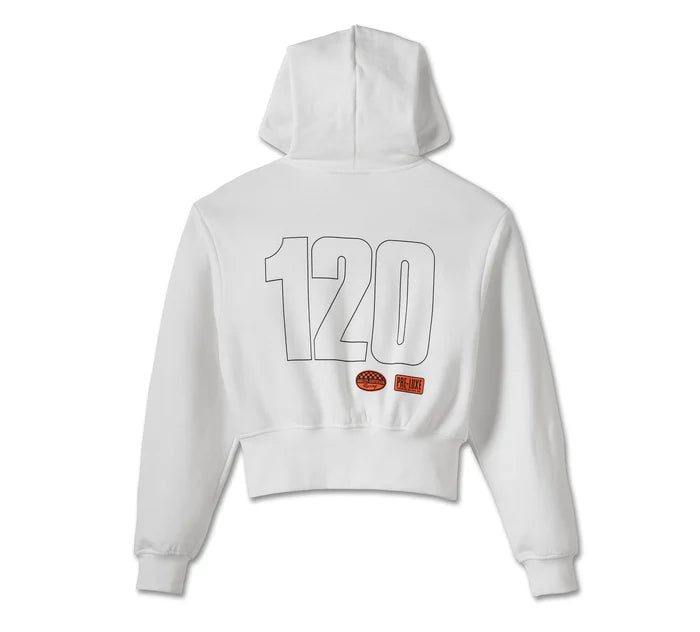 Women's 120th Anniversary Zip Front Hoodie - Bright White: 96893 Women's 120th Anniversary Zip Front Hoodie - Bright White: 96893
