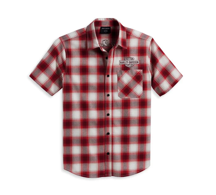 Men's Balsam Shirt, Red Plaid : 96385-23VM – Darling Downs Harley-Davidson Men's Balsam Shirt, Red Plaid : 96385-23VM – Darling Downs Harley-Davidson