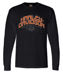 Harley-Davidson® Men's Beveled H-D Long Sleeve Cotton Crew-Neck Shirt - Black