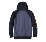 Men's Old English Stacked Bar & Shield Raglan Hoodie - Colorblock - Harley Black & Surf the Web - 96005-25VM