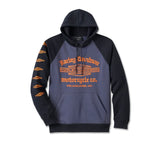 Men's Old English Stacked Bar & Shield Raglan Hoodie - Colorblock - Harley Black & Surf the Web - 96005-25VM