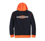 Men's Kickstart Pullover Hoodie - Colorblock - Harley Black & Harley Orange - 96007-25VM