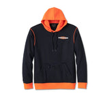 Men's Kickstart Pullover Hoodie - Colorblock - Harley Black & Harley Orange - 96007-25VM