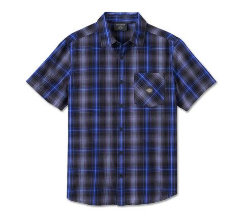 Men's Staple Short Sleeve Shirt - Plaid - Harley Black & Ombre Blue - 96045-25VM