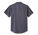 Men's Stacked Bar & Shield Short Sleeve Shirt - Colorblock - Harley Black & Ombre Blue - 96050-25VM