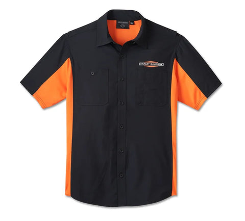 Men's H-D TECH Milwaukee Short Sleeve Shirt - Colorblock - Harley Black & Harley Orange - 96051-25VM