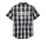 Men's Screamin' Eagle Short Sleeve Shirt - Black Plaid 96091-24VM