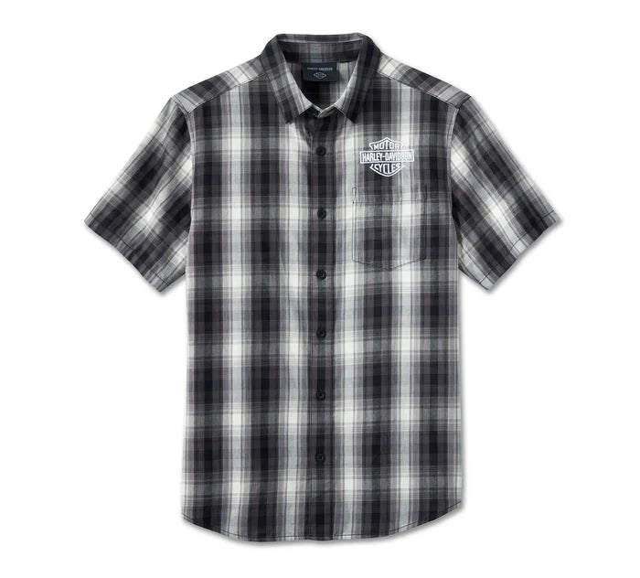 Men's Screamin' Eagle Short Sleeve Shirt - Black Plaid 96091