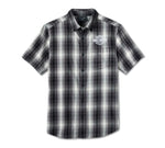 Men's Screamin' Eagle Short Sleeve Shirt - Black Plaid 96091-24VM