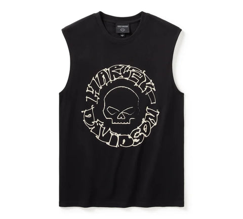 Willie G Circle Skull Sketch Art Muscle Tee - 96277-25VX