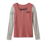 Women's Timeless Perfect Pick Colorblock Henley - Colorblocked - Light Mahogany - 96681-23VW