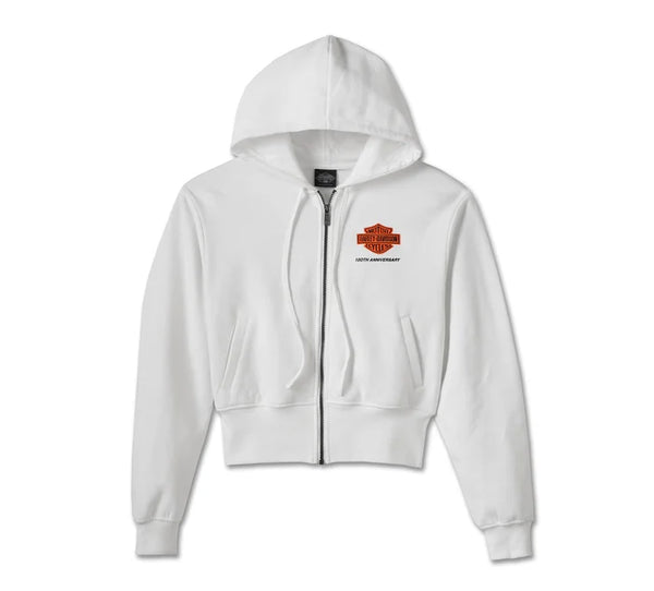 Women's 120th Anniversary Zip Front Hoodie - Bright White: 96893 Women's 120th Anniversary Zip Front Hoodie - Bright White: 96893