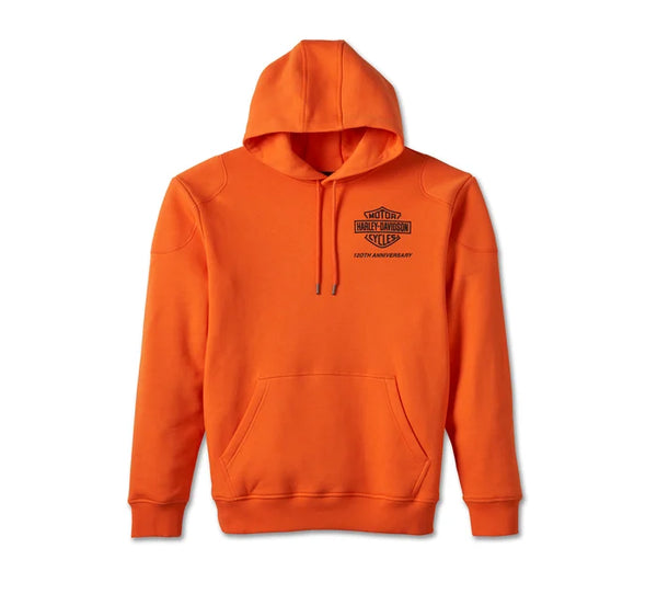 Men's 120th Anniversary Hoodie - Harley Orange - 97545-23VM Men's 120th Anniversary Hoodie - Harley Orange - 97545-23VM