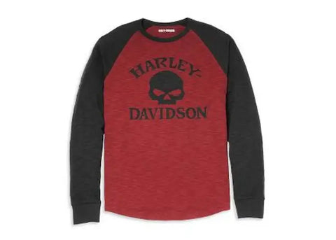 HARLEY-DAVIDSON MENS Willie G (tm) Skull Raglan Sleeve Graphic Tee - 96196-22VM