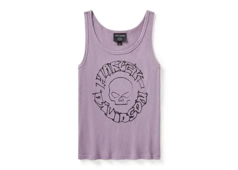 HARLEY-DAVIDSON WOMENS Willie G Sketchy Skull Ribbed Tank - 96283-25VW