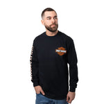 Gasoline Alley Harley-Davidson® Left Chest Bar & Shield Long Sleeve Dealer Tee – Black - 40291559