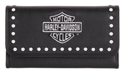 Harley-Davidson Women's Embroidery Studded Traditional Leather Wallet - HDWWA11462