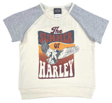 Harley-Davidson® Little Girls' Relaxed Fit Short Sleeve Knit Tee - Cream & Gray - 1031257