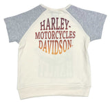 Harley-Davidson® Little Girls' Relaxed Fit Short Sleeve Knit Tee - Cream & Gray - 1031257