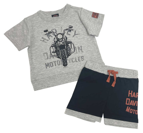 Harley-Davidson® Baby Boys' 2-Piece Newborn Knit Short Sleeve Tee & Jog Short Set - 2051213