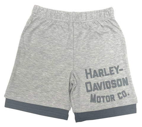 Harley-Davidson® Little Boys' H-D Script Double Layered Stretch Shorts - Gray - 4082217