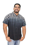 Men's Dip Dye Plaid Short Sleeve Shirt - 96489-16VM