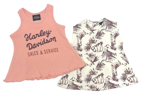 Harley-Davidson® Girls' 2-Pack Summer Dresses Set - Pink & Beige - 9002227