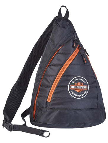 Harley-Davidson® Mens Genuine B&S Quilted Travel Sling Black Polyester Backpack - 90820-GEN