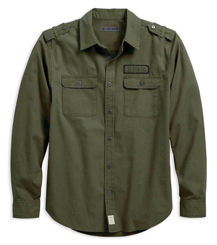 Men's HDMC Canvas Slim Fit Long Sleeve Woven Shirt