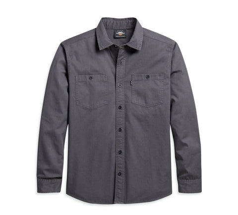Harley-Davidson® Men's Basic Button Down Shirt, Grey - 96257-21VM