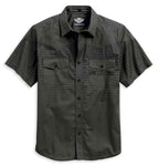 Men's Multi-Stripe Short Sleeve Woven Shirt, Olive 96508-17VM