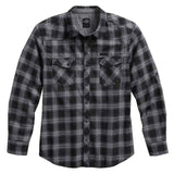 Men's Roll-Tab Sleeve Plaid Woven Shirt, Black 96568-17VM