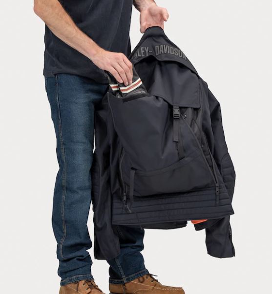 black backpack leather patches harley Men's Bagger Mens Textile Riding Jacket with Backpack