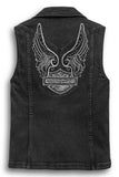 Harley-Davidson® Women's Winged Logo Zip-Front Denim Vest - 97433-20VW