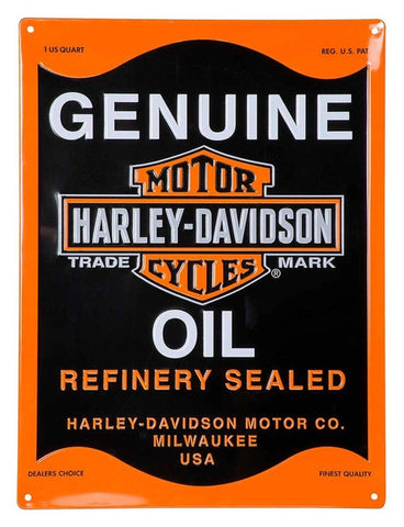 Harley-Davidson® Embossed Tin Sign, Genuine Oil Can Bar & Shield - HDL-15527