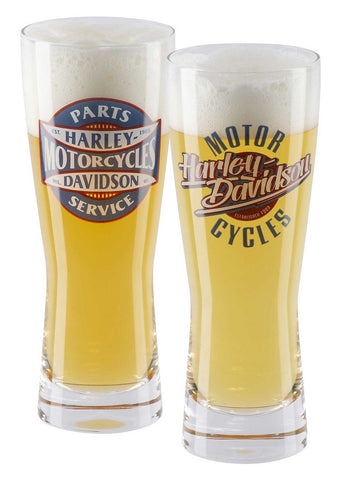 Harley-Davidson® Parts & Service Graphic Set of Two Pilsner Glasses - HDL-18808