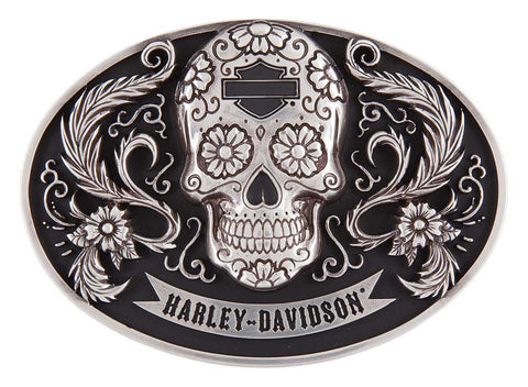 Harley-Davidson® Women's Vida Skull Belt Buckle, Polished Silver - HDWBU11503